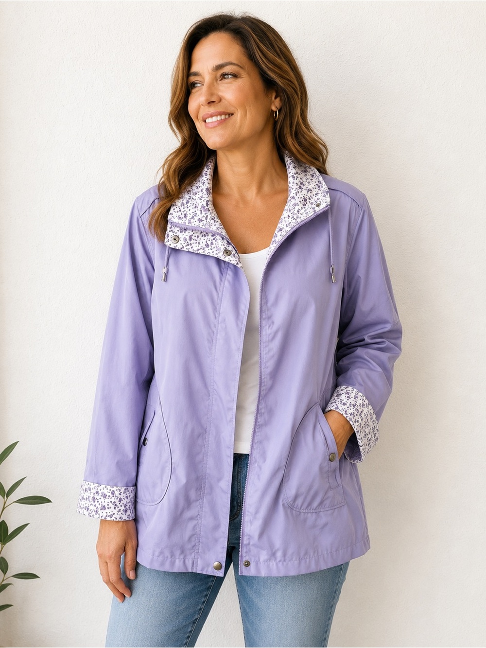 Vintage Blair Lavender Lightweight Jacket – Floral Trim Windbreaker L